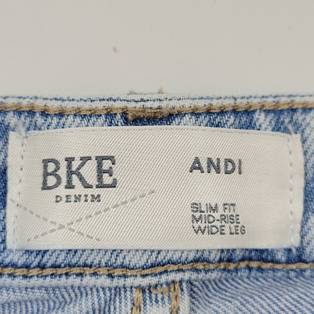BKE Andi Wide Leg Jeans Womens 25x34 Blue Excellent Mid Rise Slim Fit Denim - Picture 8 of 11